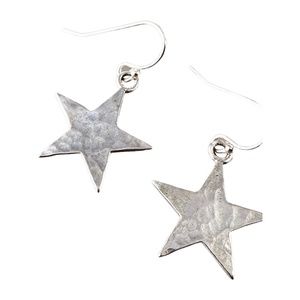 Sterling Silver Hammered Star Earrings